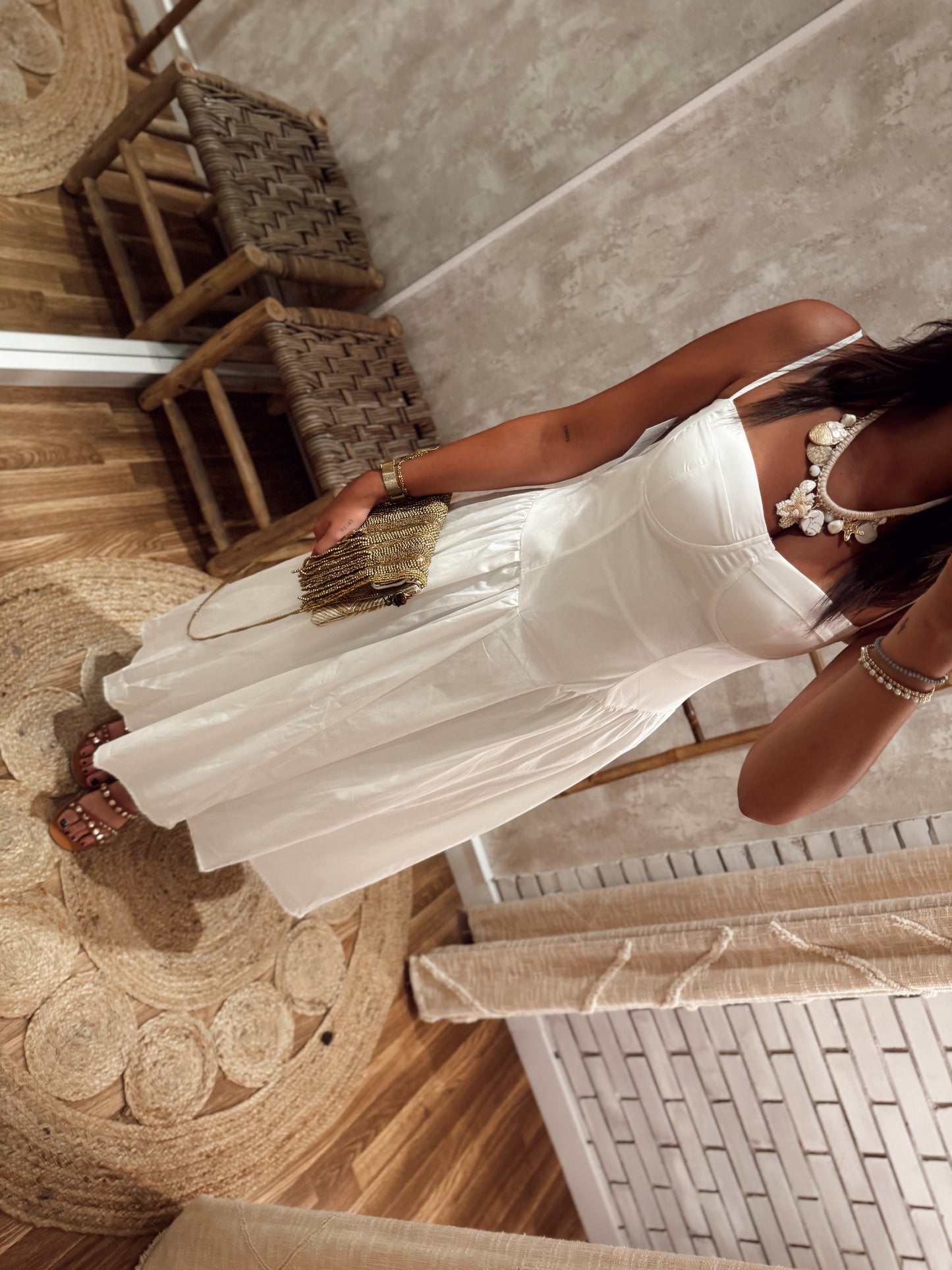 Vestido c/efeito corpete - Branco