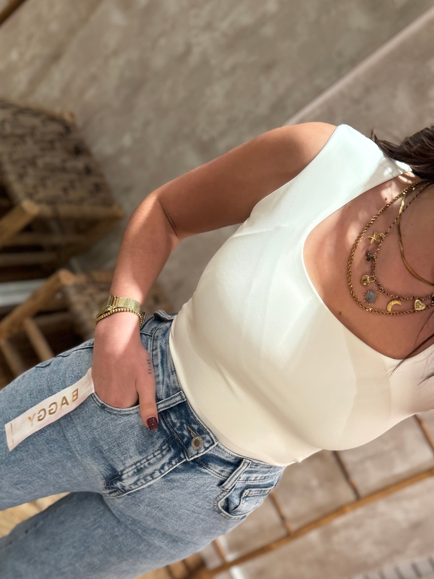 Body em lycra com decote quadrado