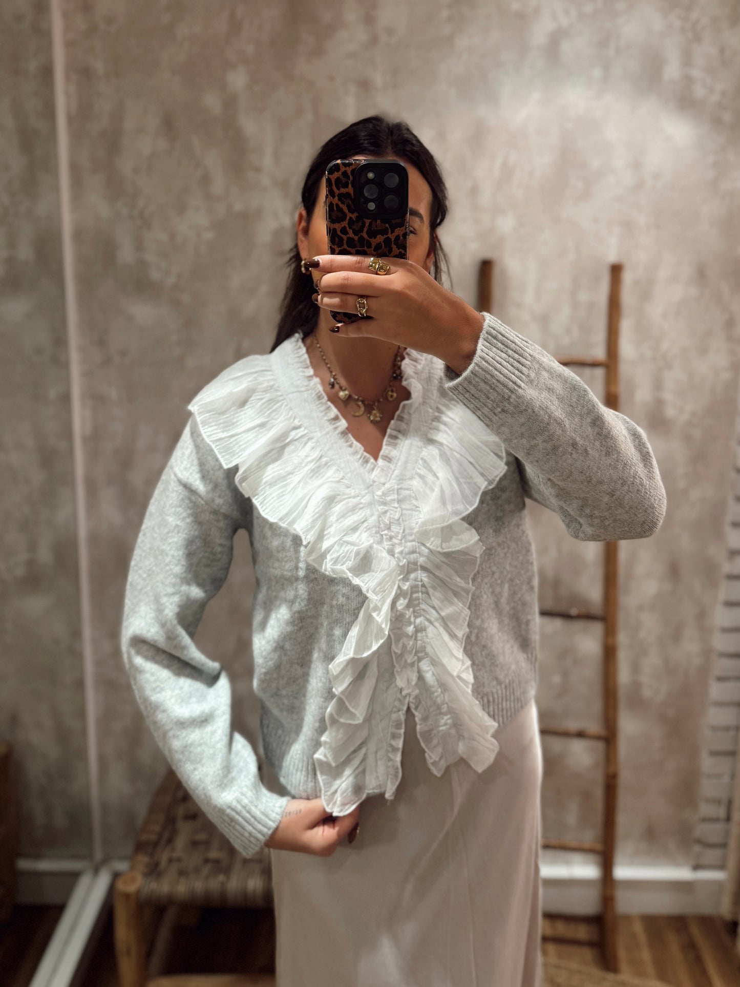 Camisola malha c/folhos
