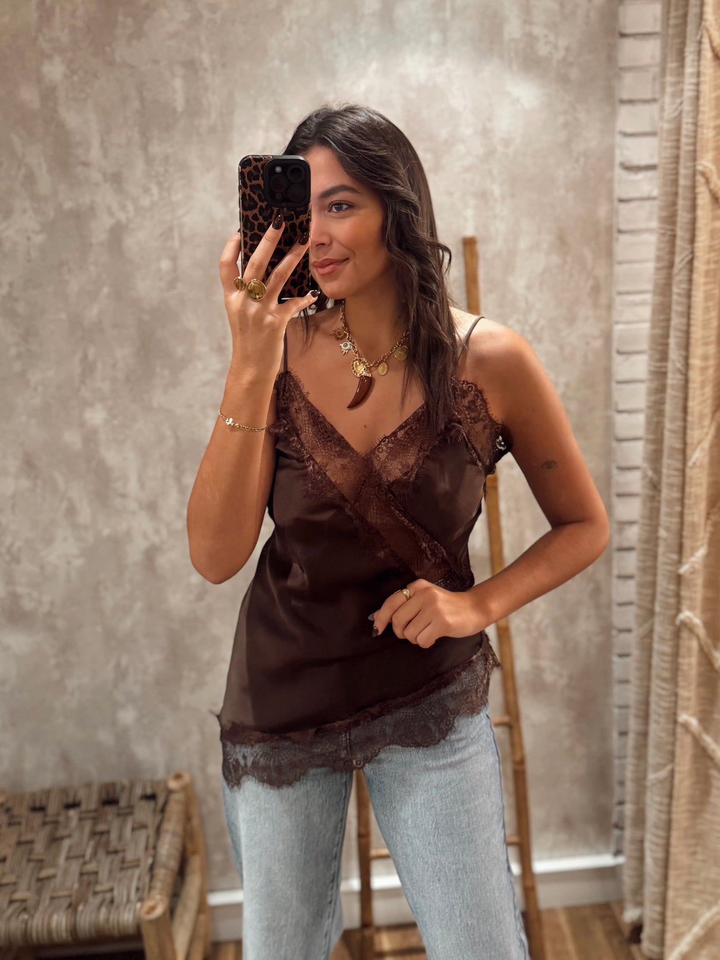 Top acetinado c/renda