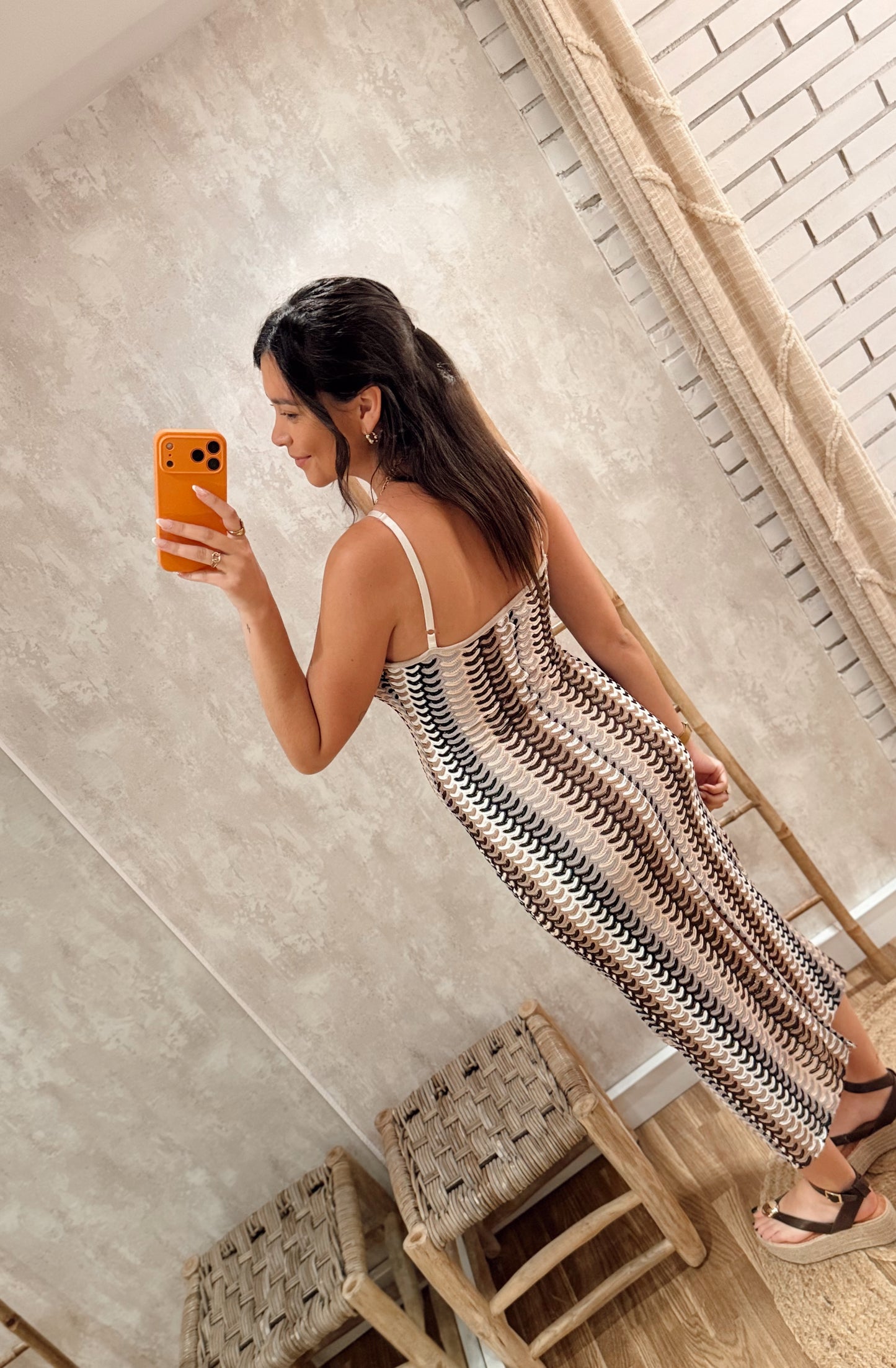 Vestido Midi em Malha com Relevo