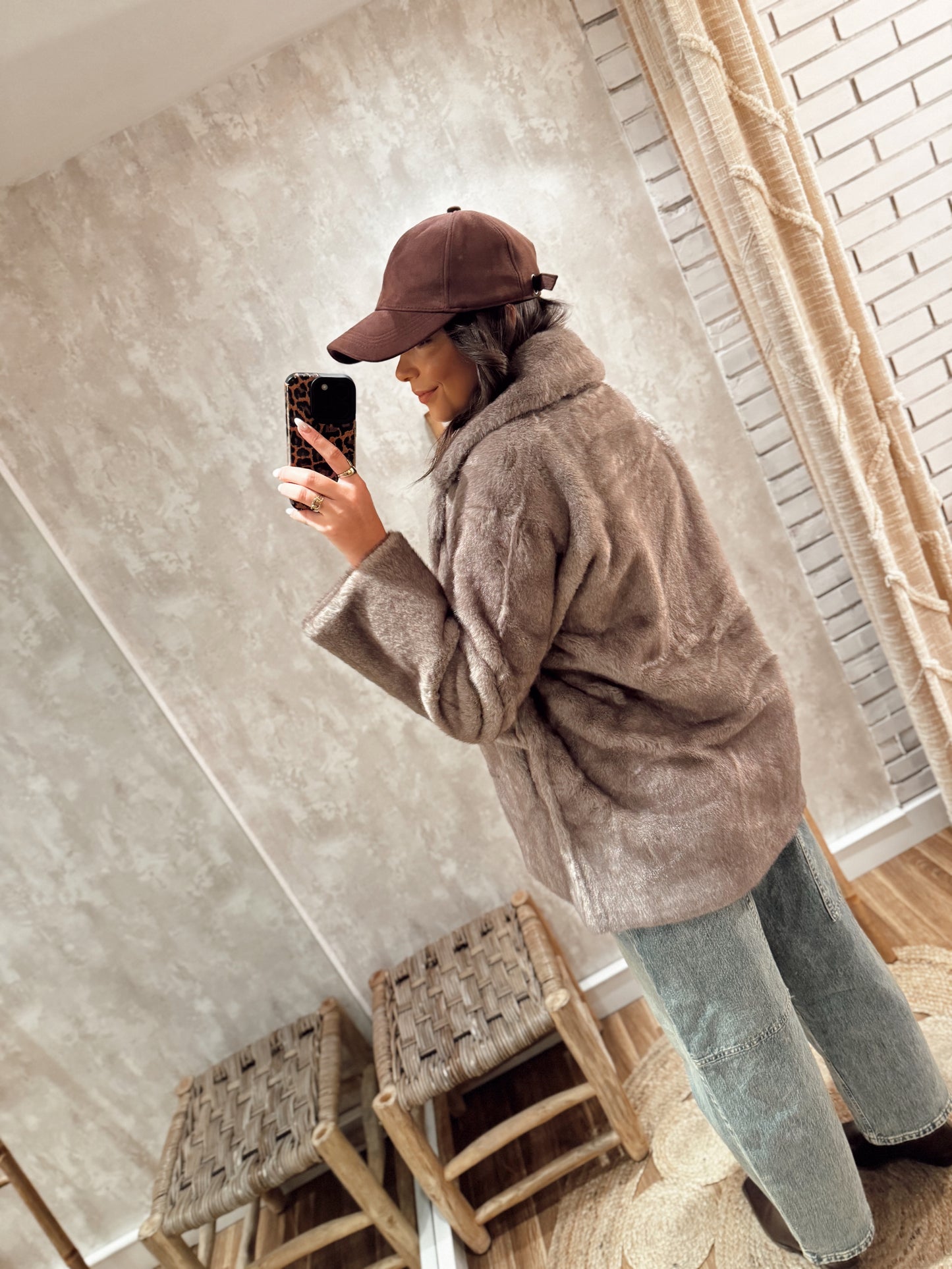 Casaco de pêlo modelo blazer