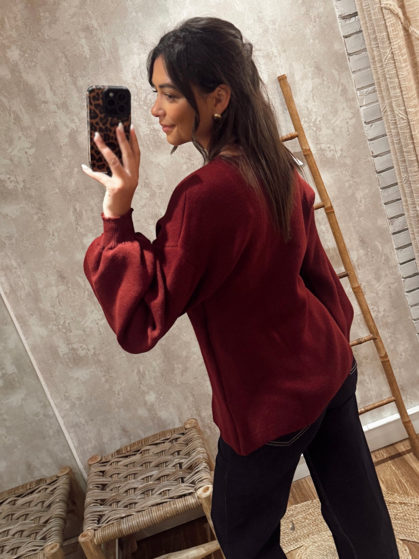 Camisola em malha com efeito trespasse