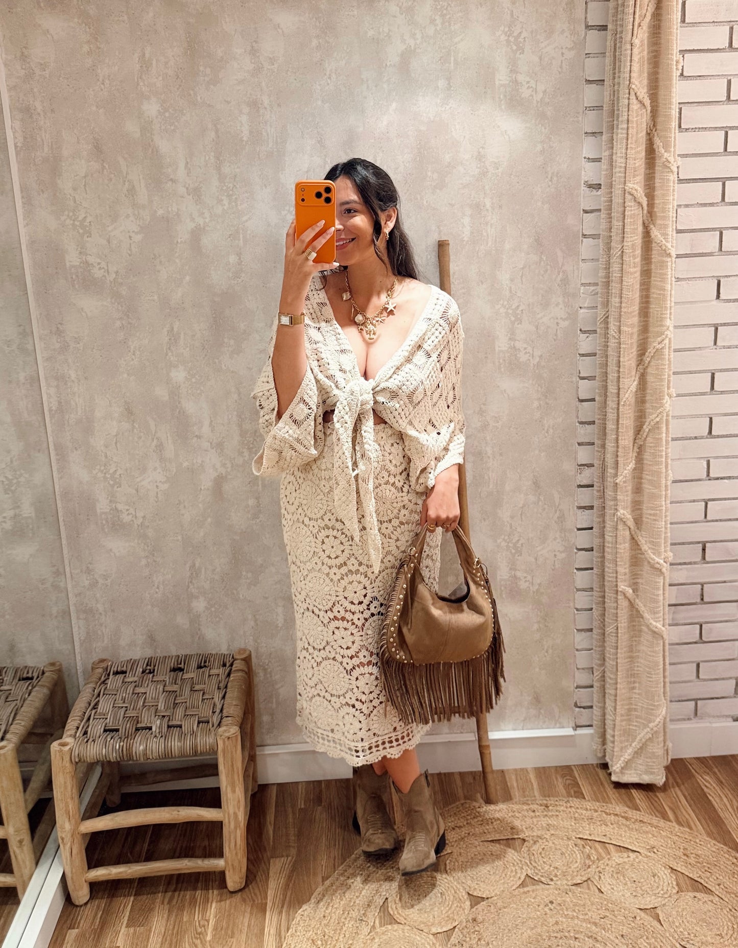 Blusa/Casaco em Crochê com Laço