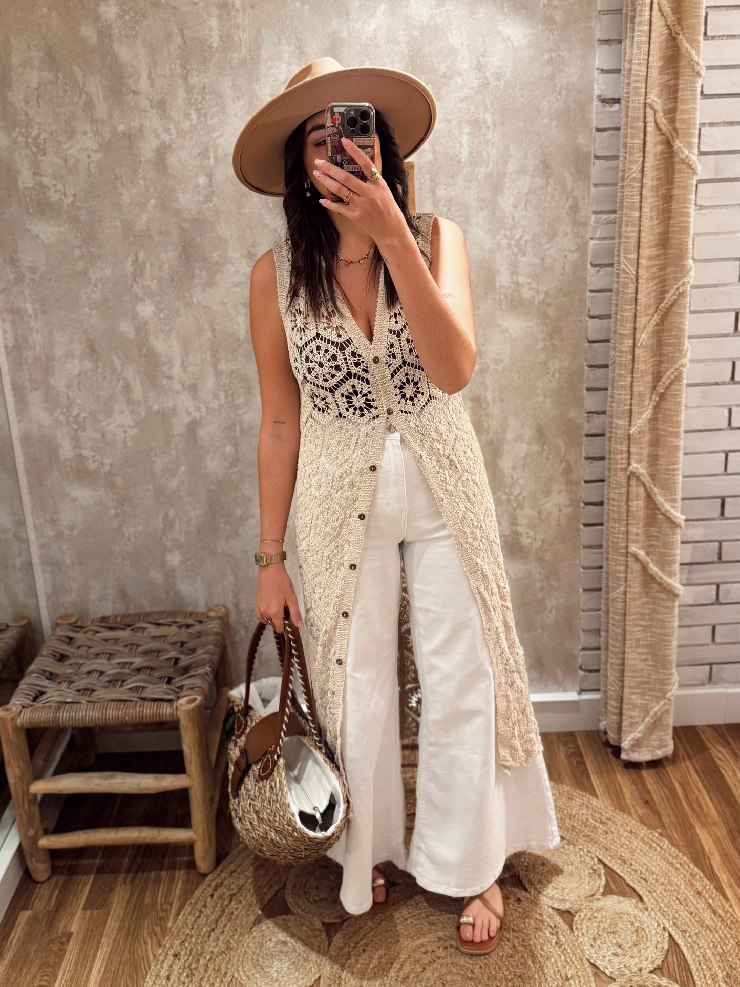 Chaleco largo de crochet