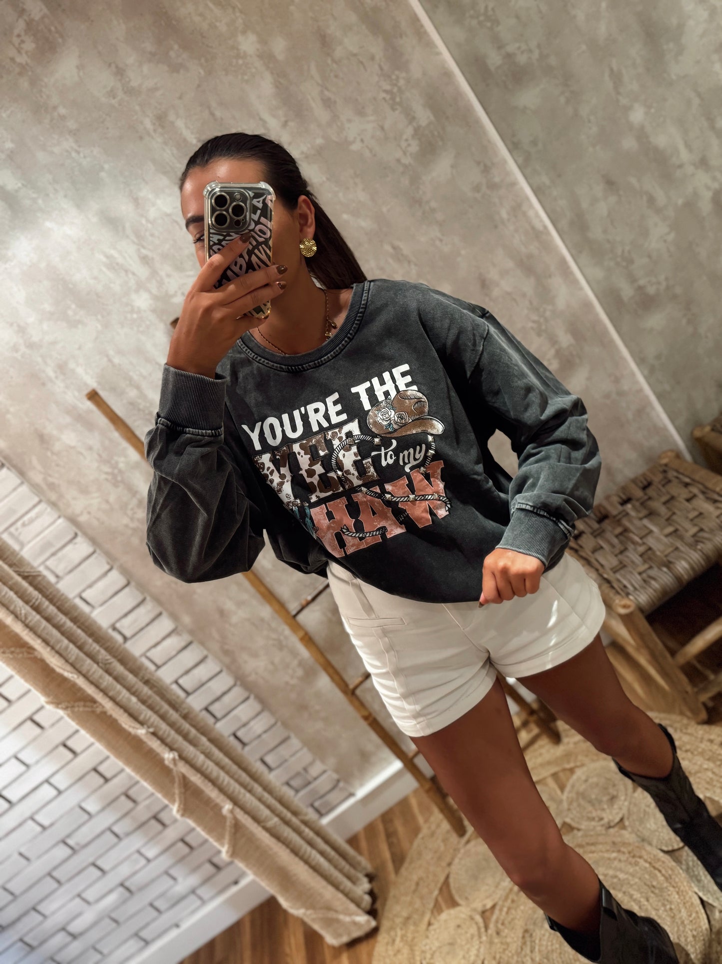Sudadera estampada de gran tamaño