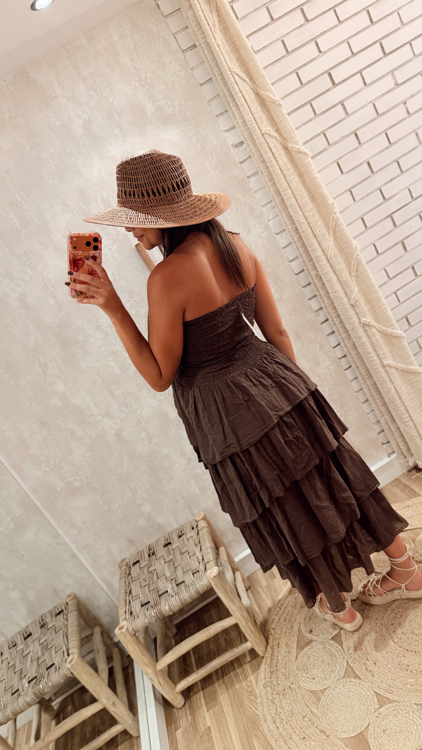 Vestido Midi Cai-Cai com Folhos