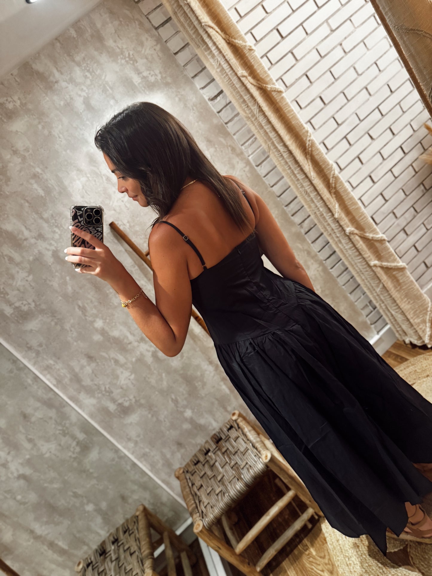 Vestido c/efeito corpete - Preto
