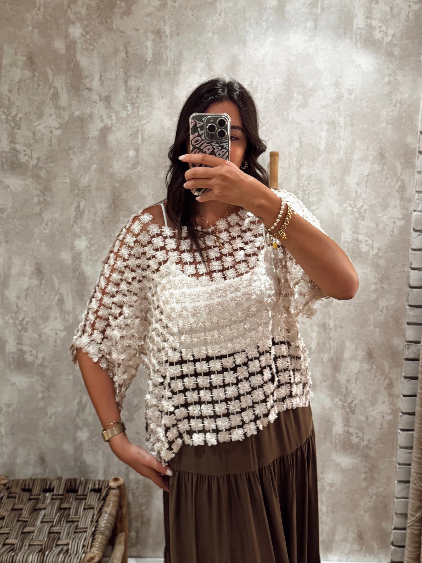Blusa Rede Texturada Off-White
