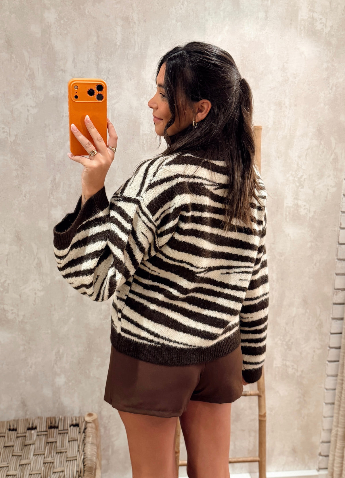 Cardigan Zebra com Fecho Duplo