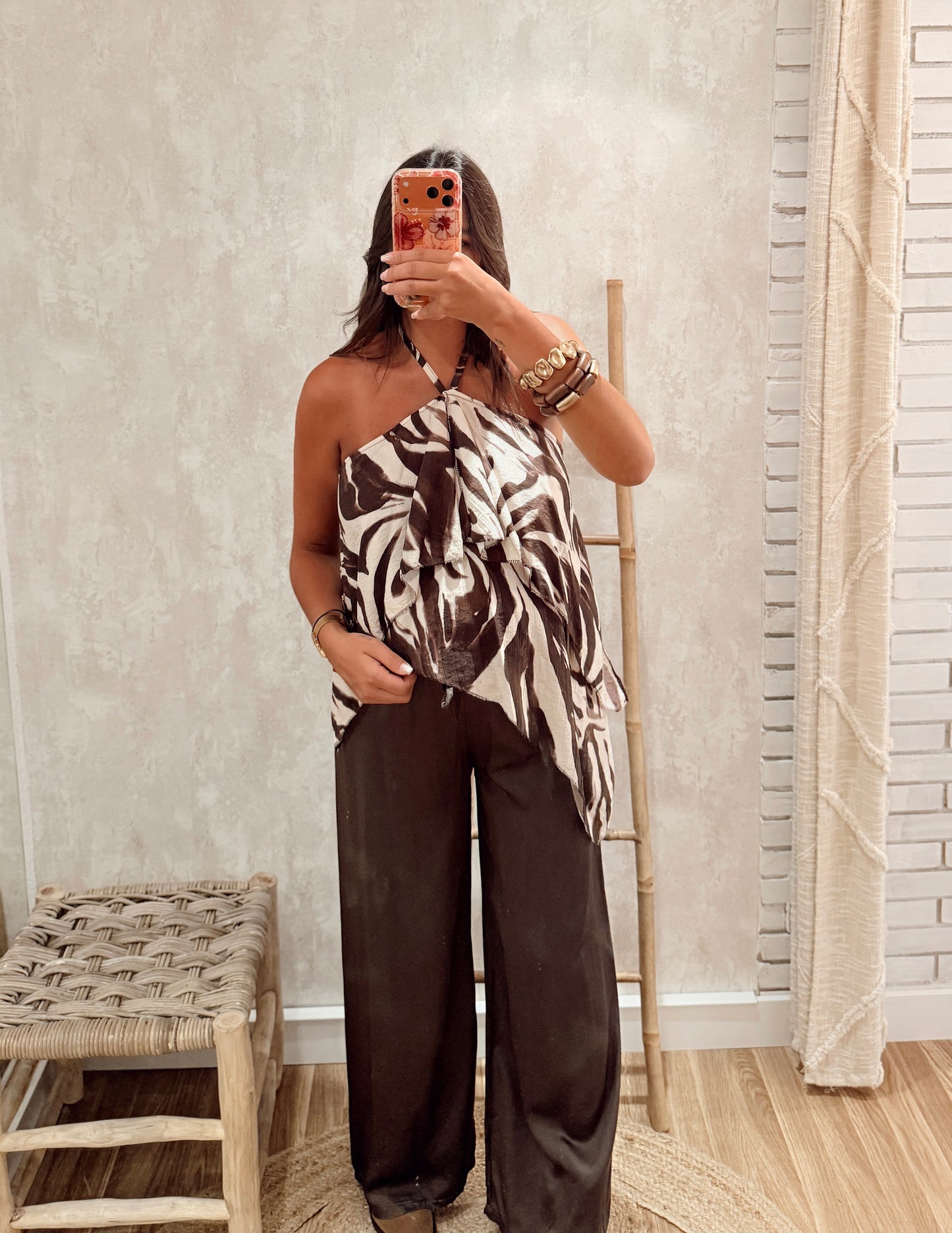 Top Zebra Halter Assimétrico