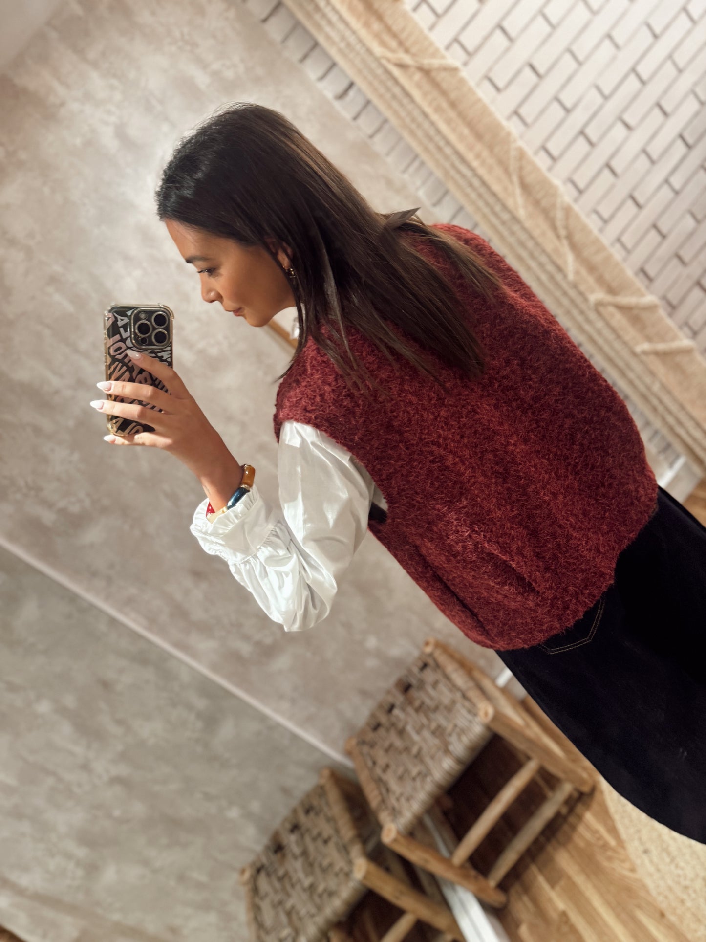 Colete aberto c/textura