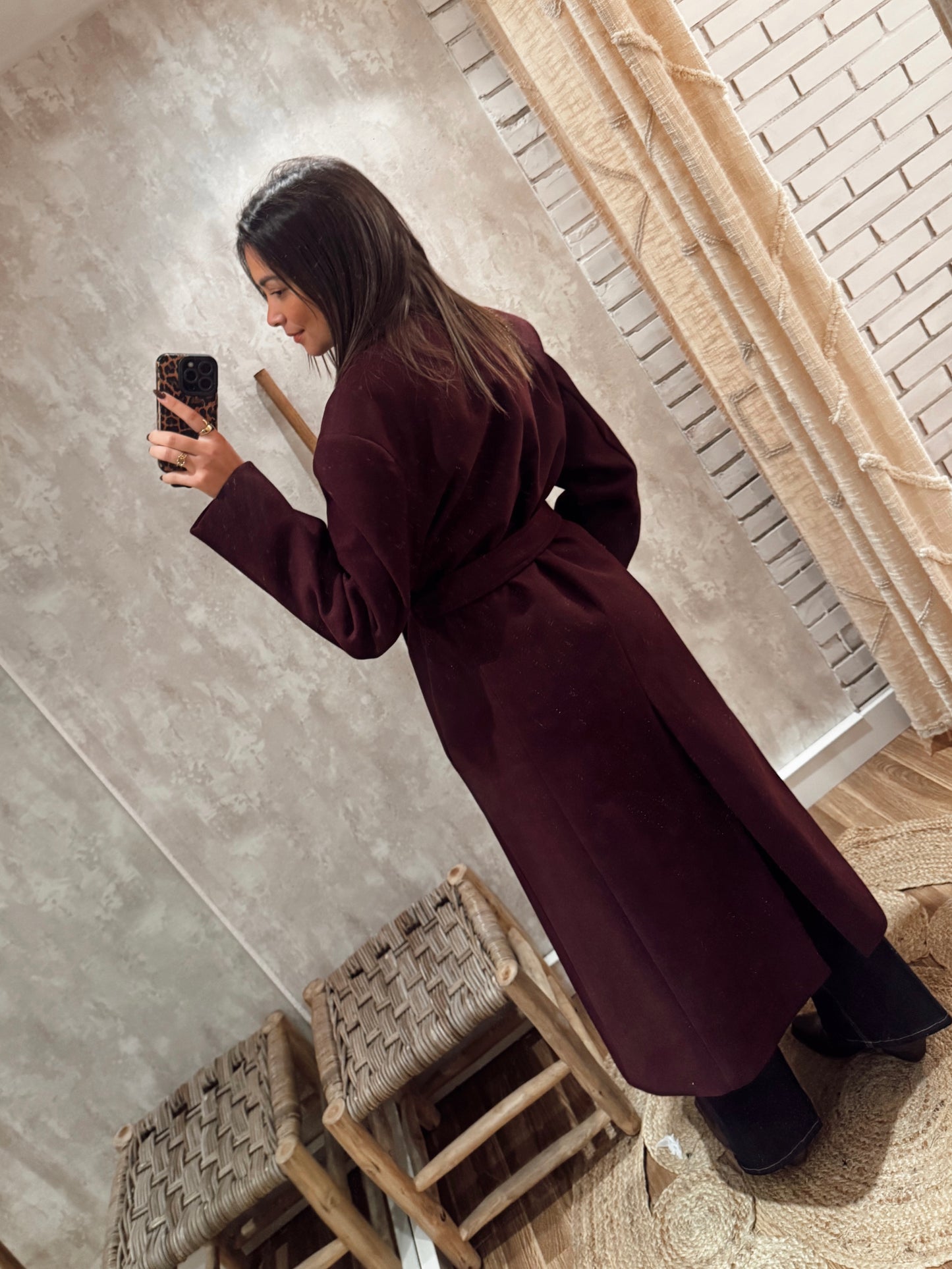 Sobretudo comprido em tecido de fazenda - Lumina