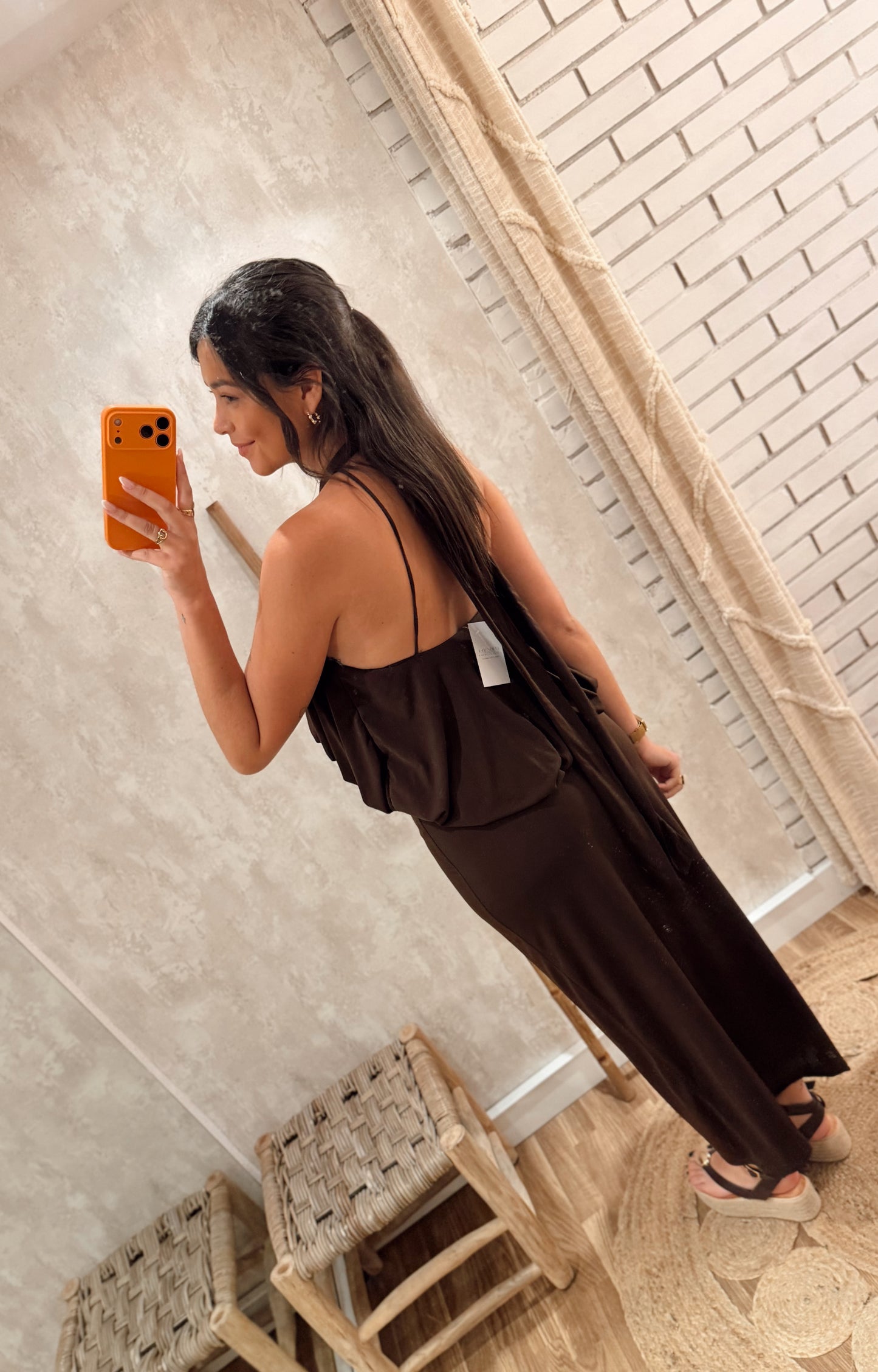 Vestido Midi Halter Drapeado