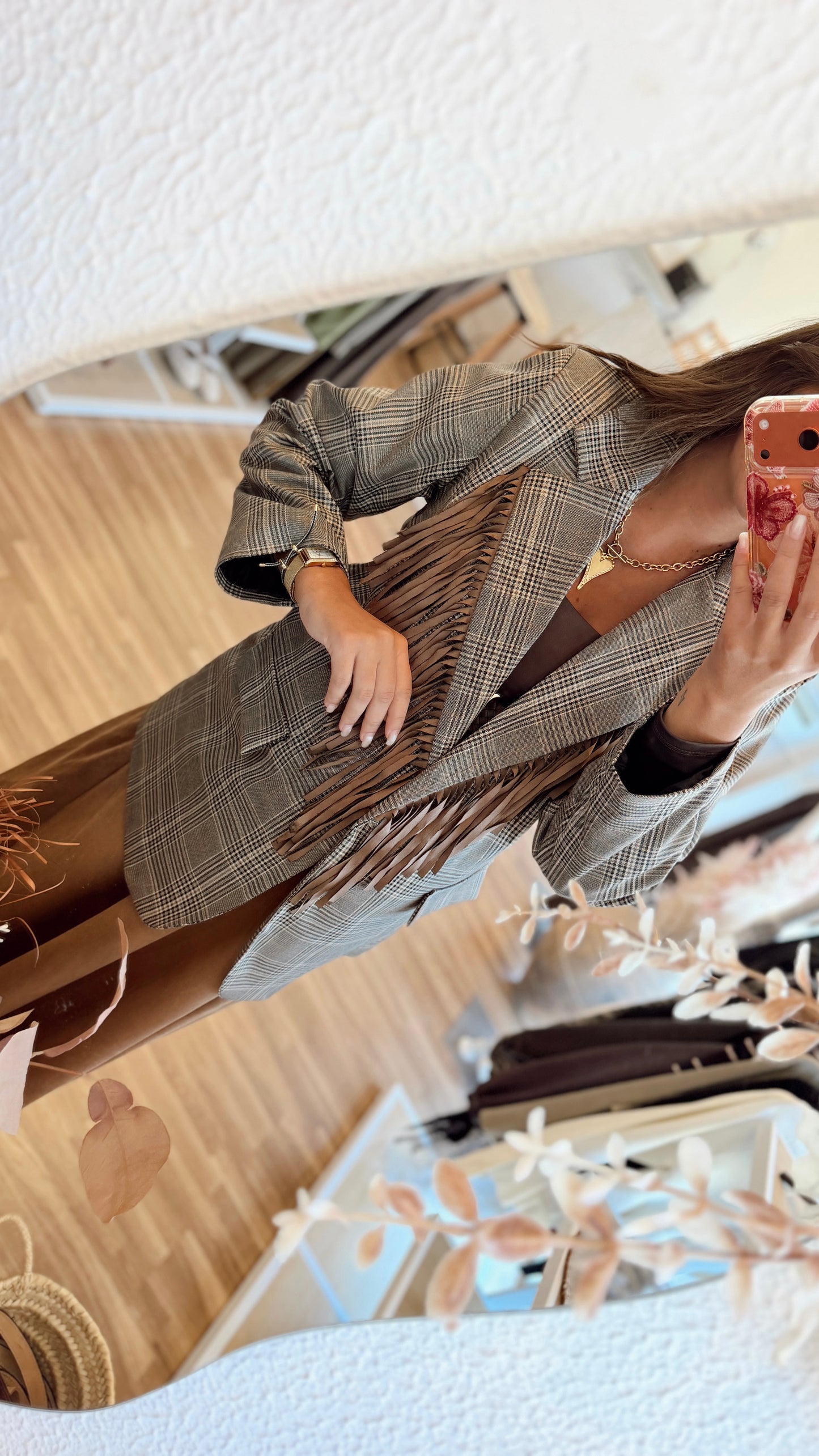 Blazer Xadrez com Franjas