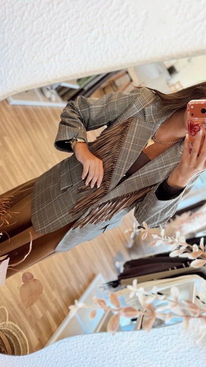 Blazer Xadrez com Franjas