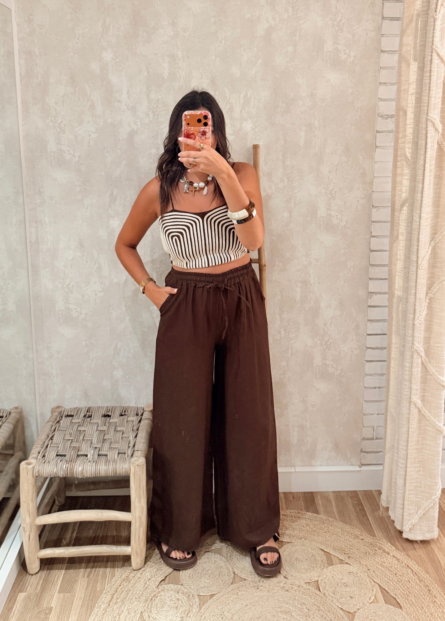 Conjunto Top c/ detalhe de corda  & Calça