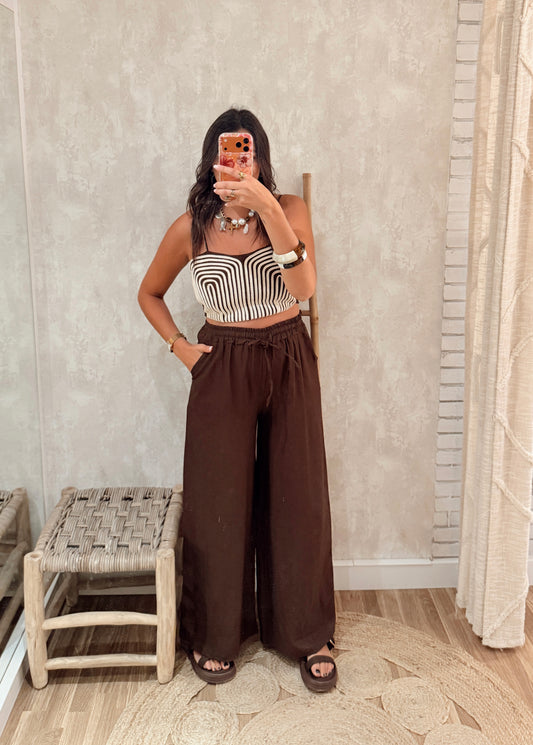 Conjunto Top c/ detalhe de corda  & Calça