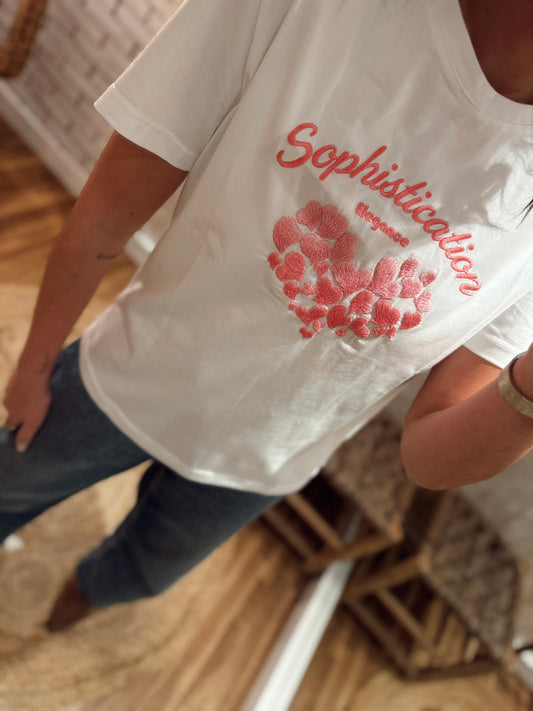 T-shirt c/corações bordados