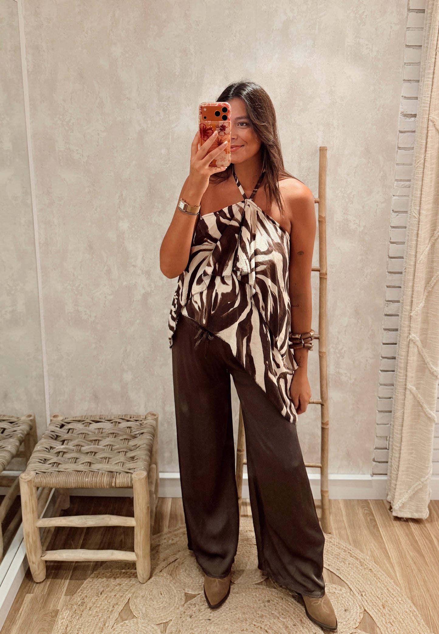 Top Zebra Halter Assimétrico
