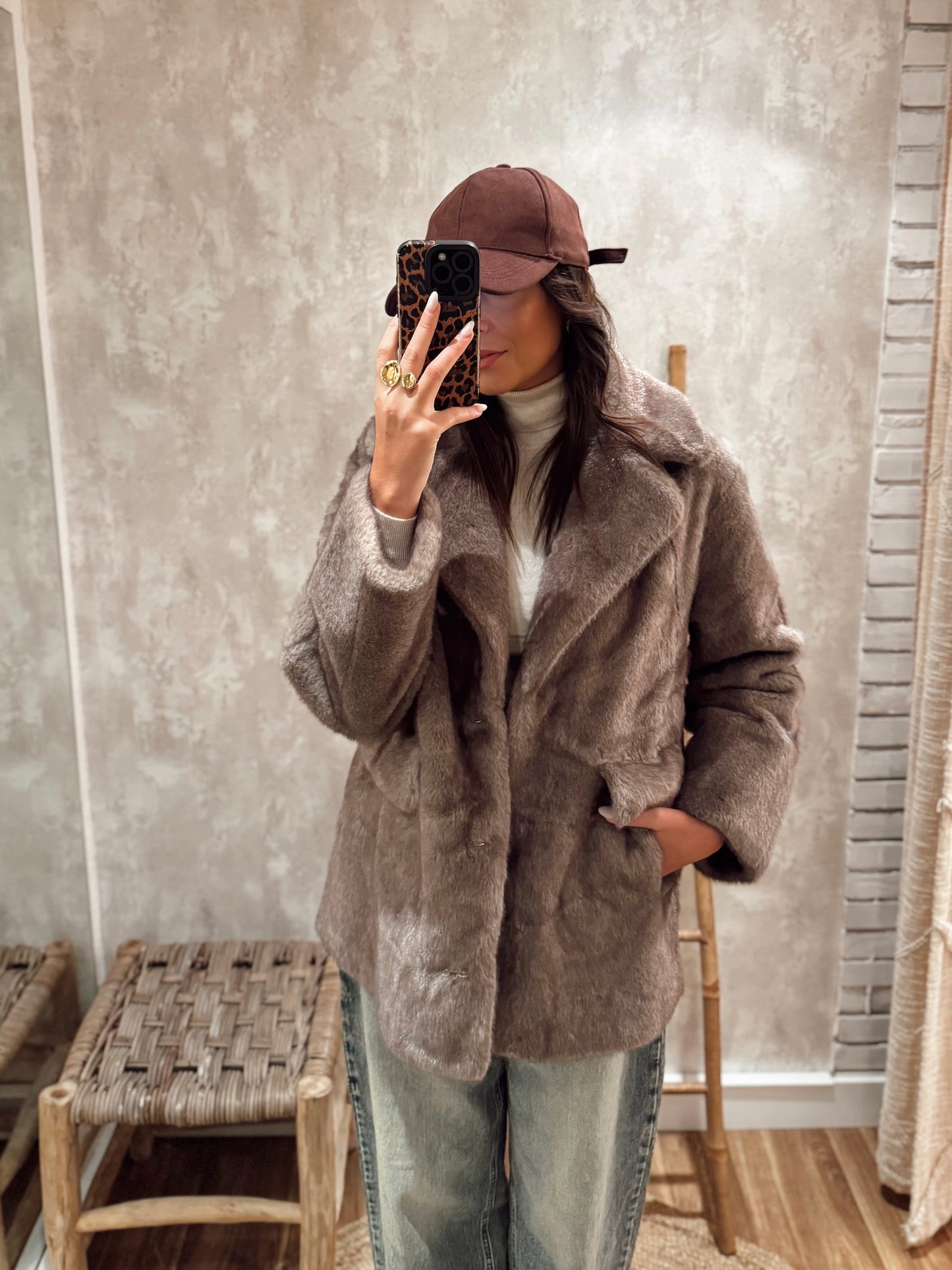 Casaco de pêlo modelo blazer