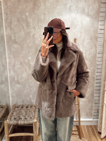 Casaco de pêlo modelo blazer