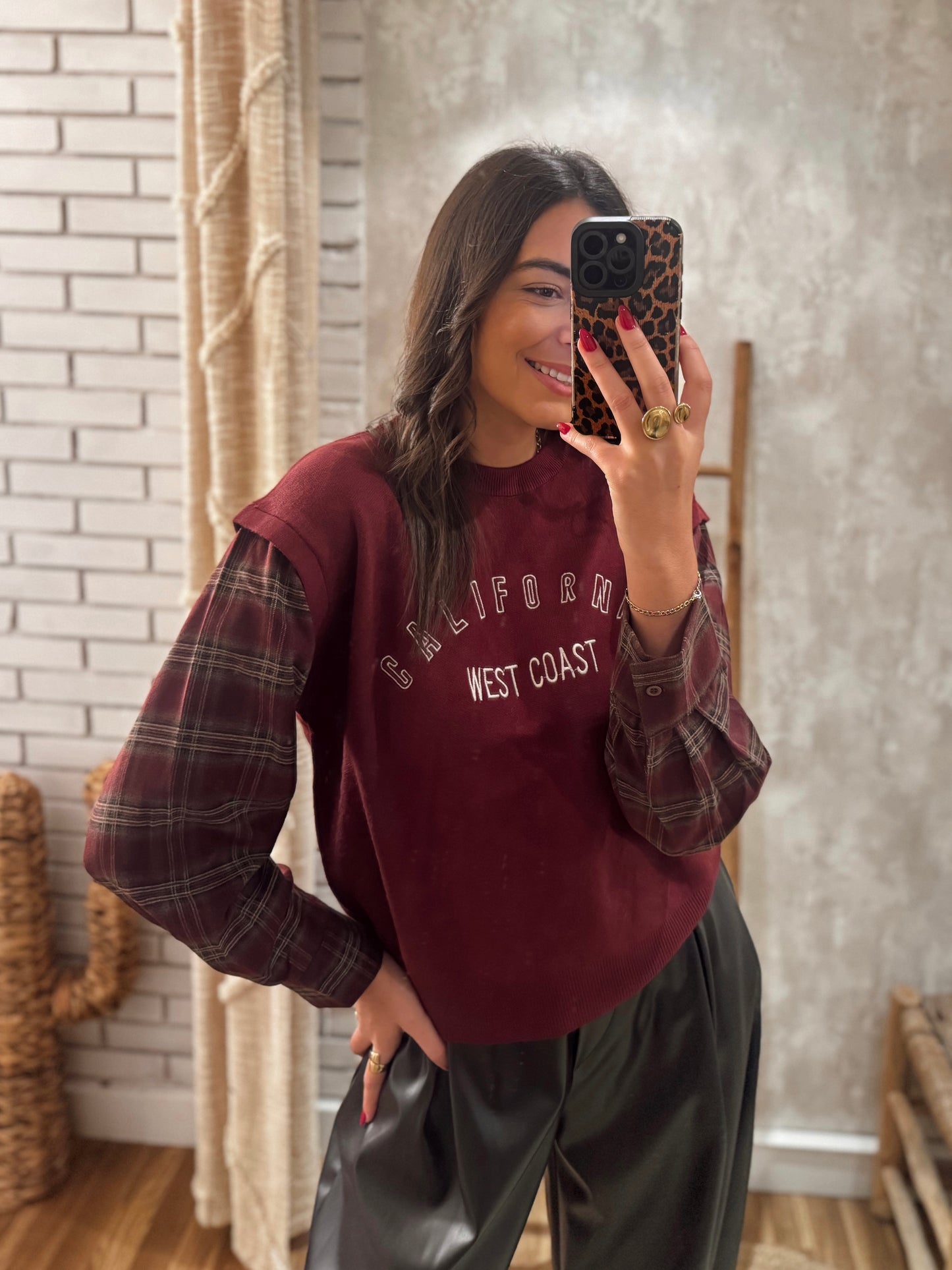 Malha c/mangas em padrão xadrez