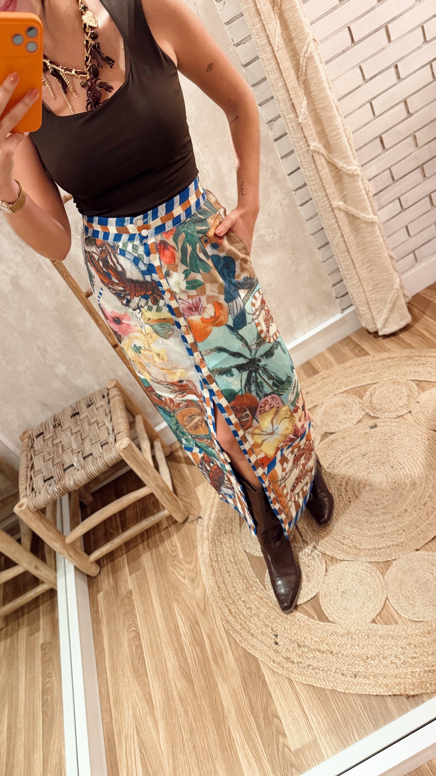 Conjunto Camisa Oversized & Saia Midi - Mochy