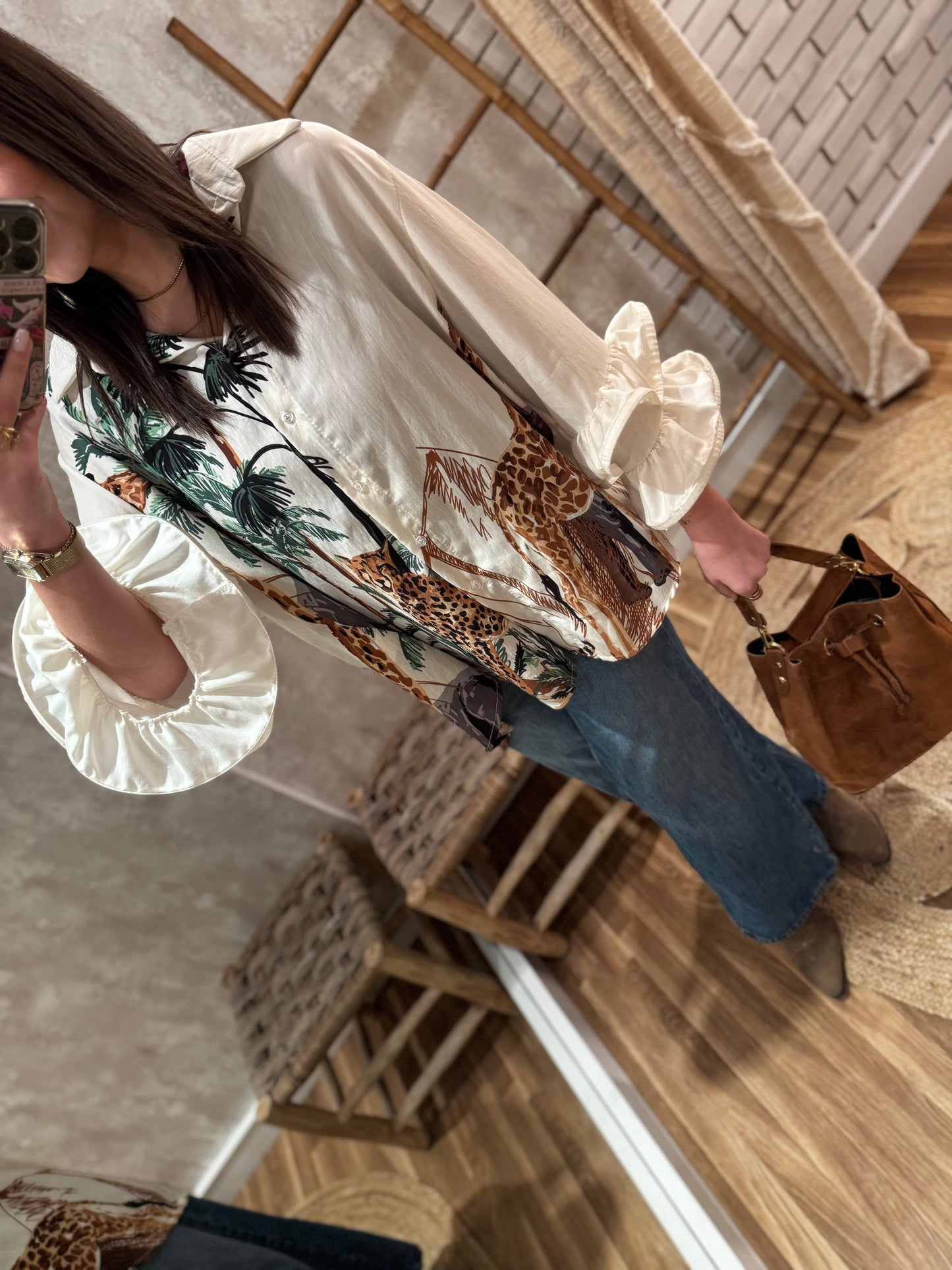 Camisa con estampado safari