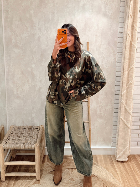 Camisola Oversized Camuflada — Lumina