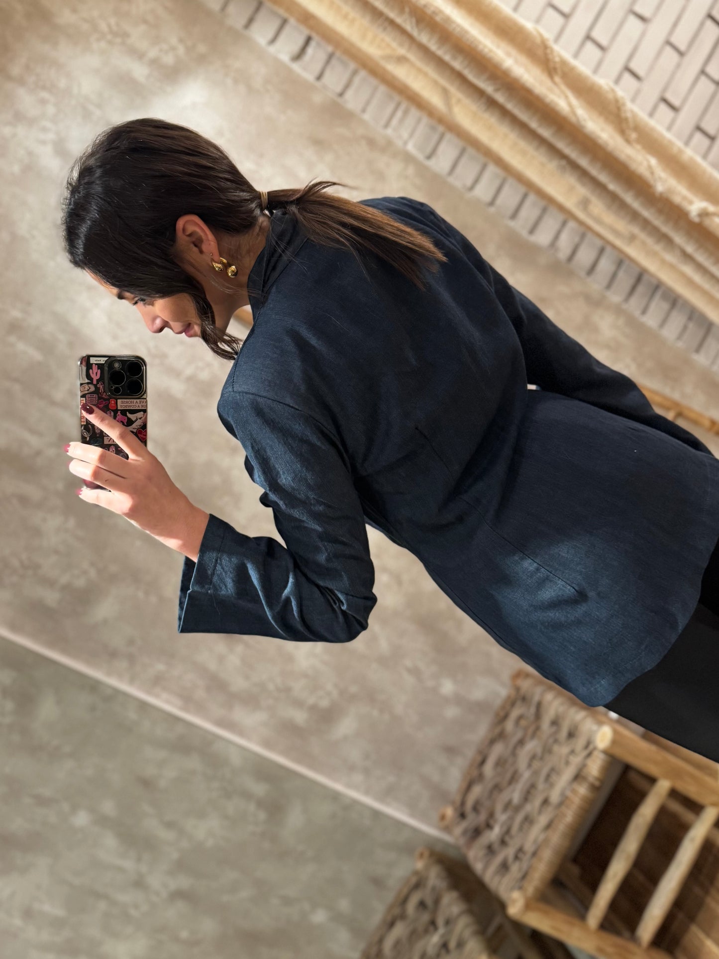 Blazer de ganga escura