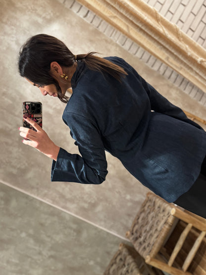 Blazer de ganga escura