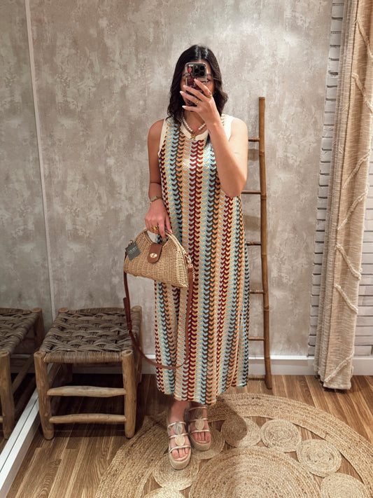 Vestido de crochet colorido