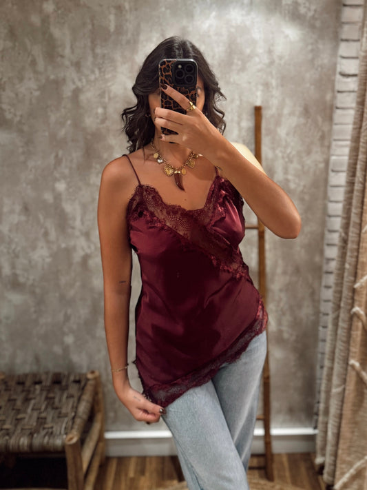 Top acetinado c/renda