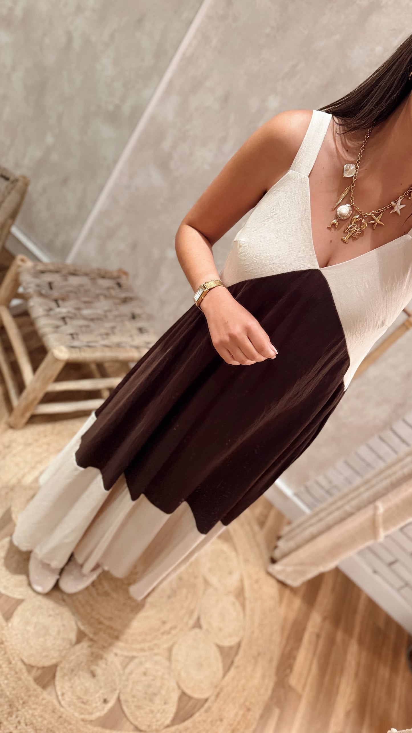 Vestido Fluido Bicolor