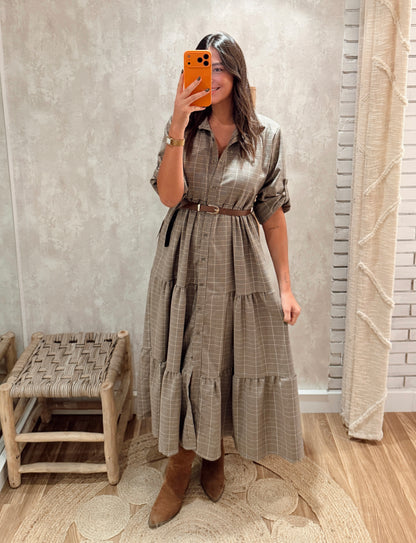 Vestido Camiseiro com Folhos