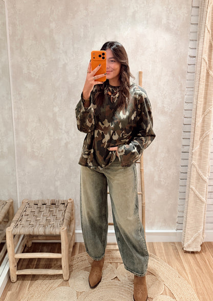 Camisola Oversized Camuflada — Lumina