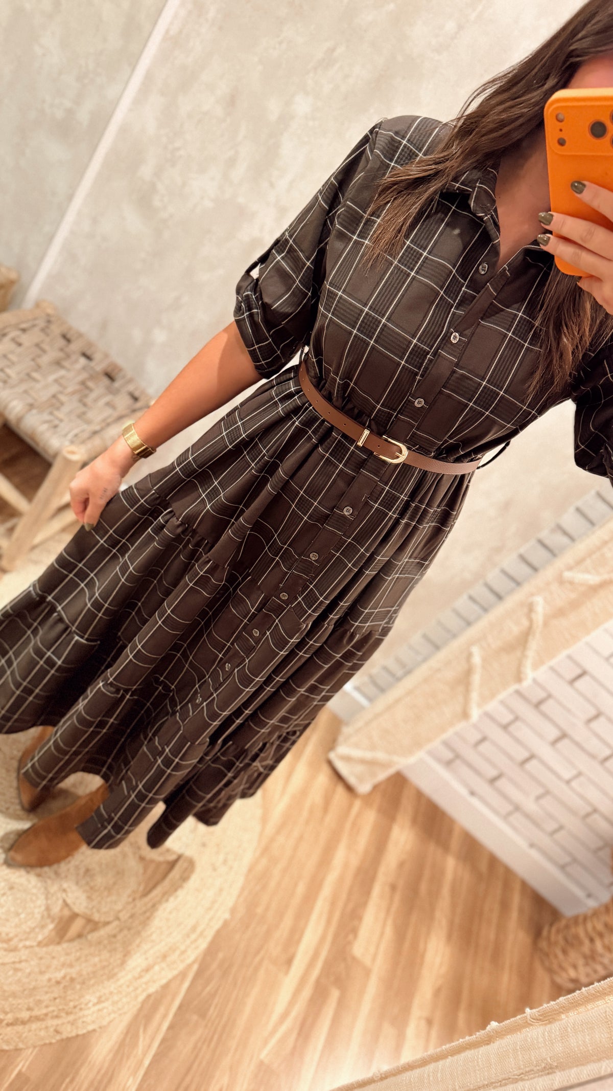 Vestido Camiseiro com Folhos