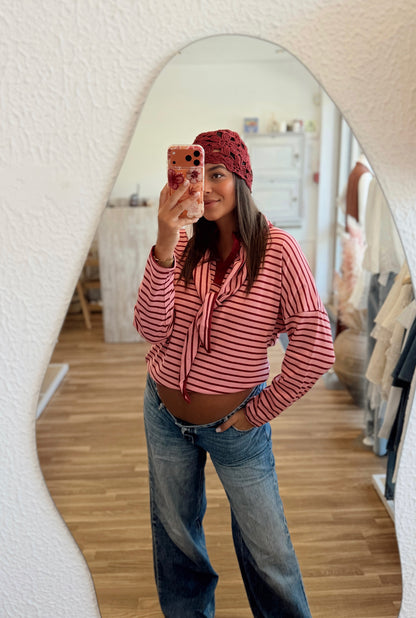 Camisola Listrada com Lenço Removível