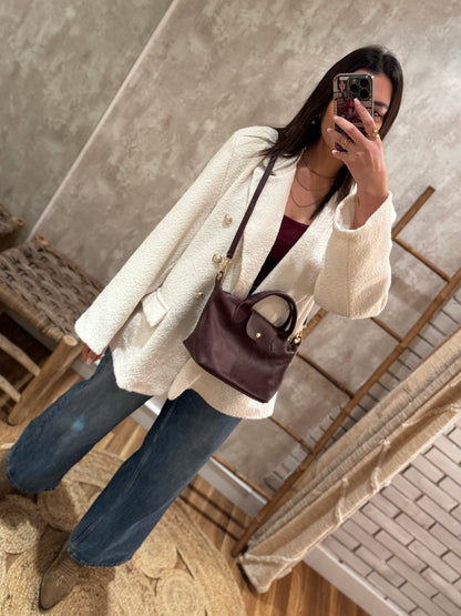 Bolso de piel burdeos