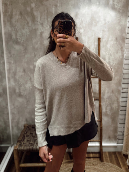 Camisola de malha c/decote em v