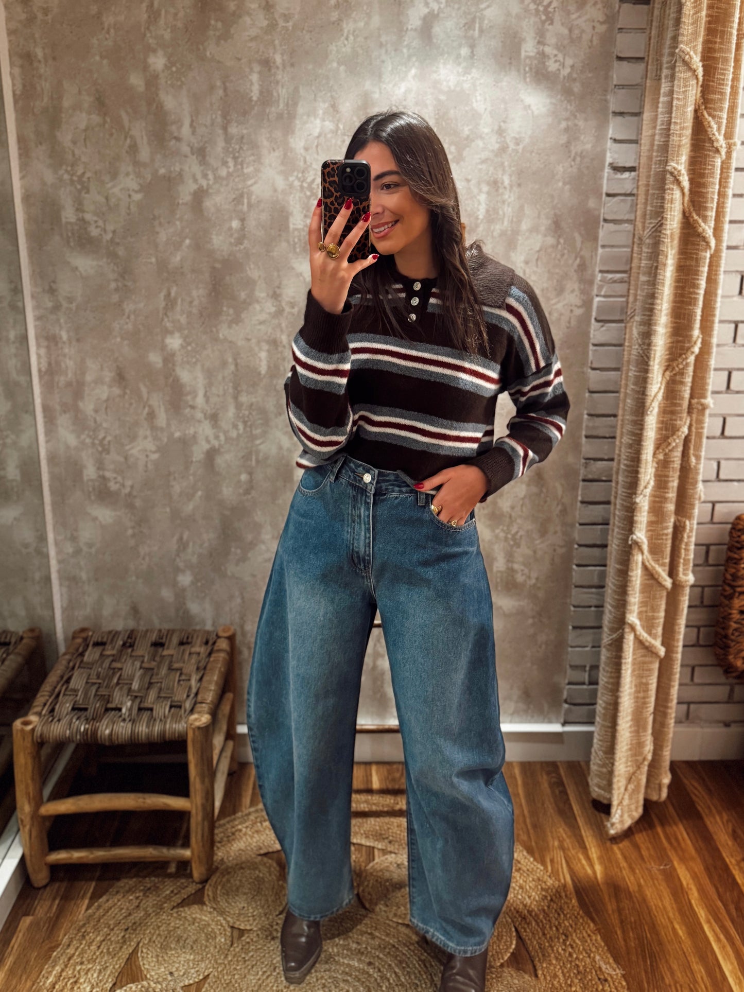 Jeans modelo ballon em ganga - Mochy