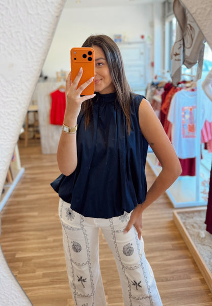 Top Halter em Popelina com Costas Abertas