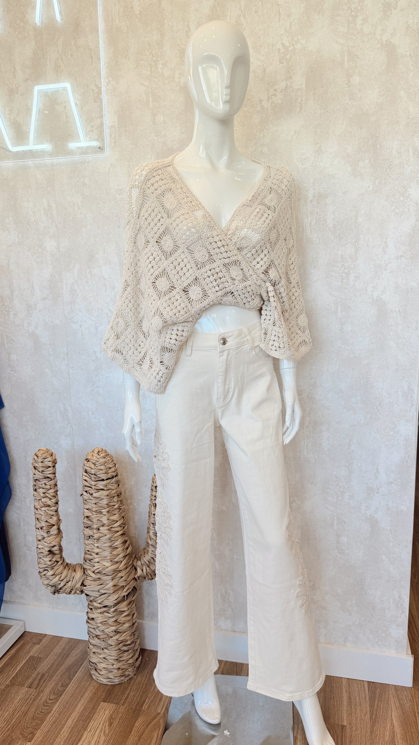 Jeans Wide Leg c/ croché
