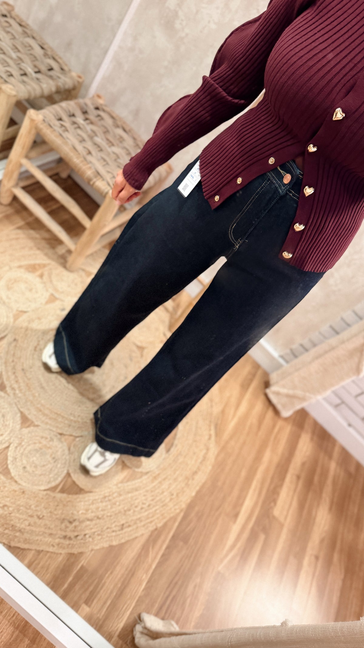 Jeans Wide Leg de Cintura Subida c/ganga escura
