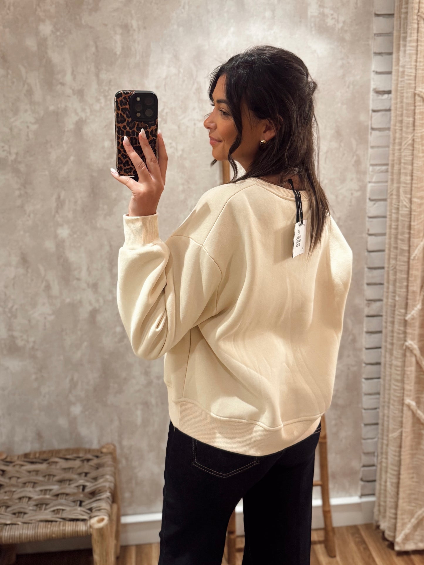 Sweatshirt Lumina com cão em padrão aos quadrados