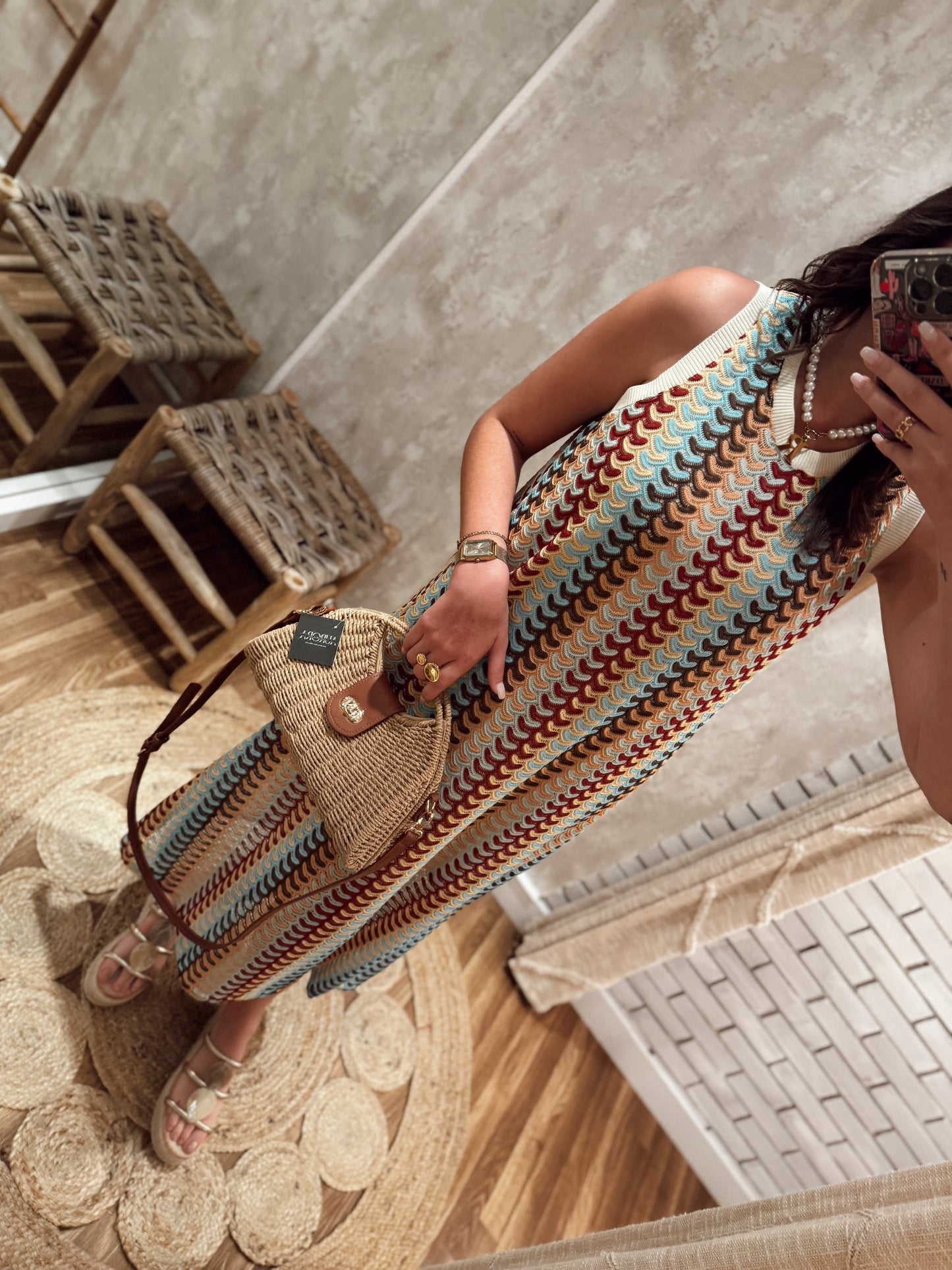 Vestido de crochet colorido