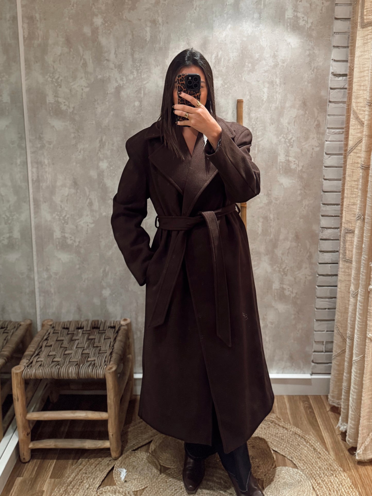 Sobretudo comprido em tecido de fazenda - Lumina