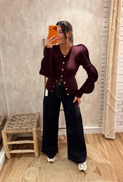 Jeans Wide Leg de Cintura Subida c/ganga escura