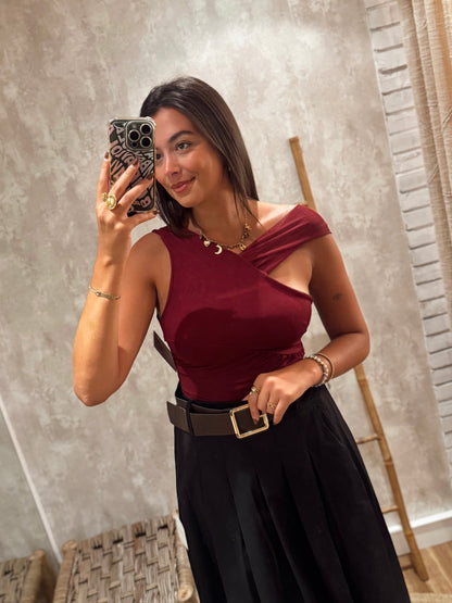 Body de tul cruzado